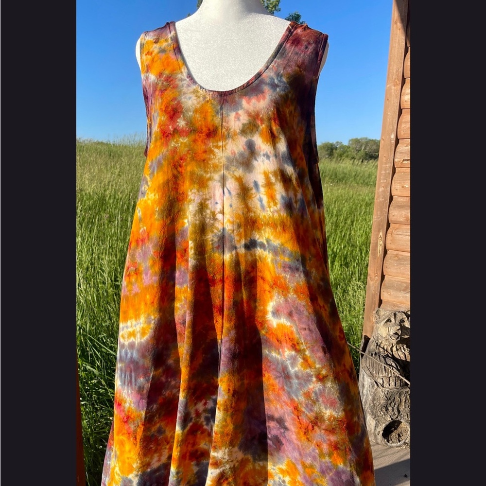 Vibrant Tie-Dye High Low Dress